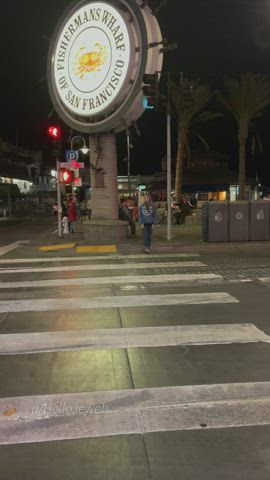 Busting out my boobs in the crosswalk at Fisherman’s Wharf in San Francisco [GIF]