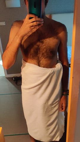 Showing off my freshly showered 6' 4" body always makes me horny!