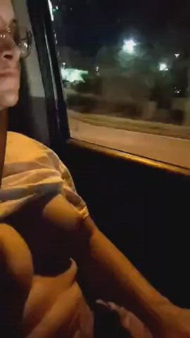 Boobs Car Public Topless clip