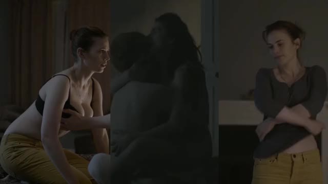 Hayley Atwell - Black Mirror (2013, S2E1) - split-screen, mini-loop - riding x boob