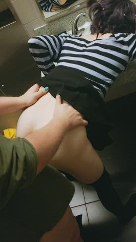 amateur bathroom creampie cumshot emo knee high socks pale teen wet pussy clip