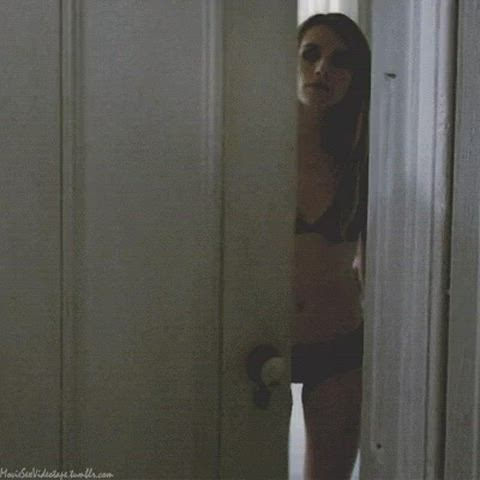 Emma Roberts catches you lurking outside her room and invites you inside to be her