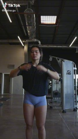 Asian Fitness Gym Muscular Girl clip