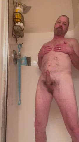 bathroom big dick cock daddy erection gay naked shower clip