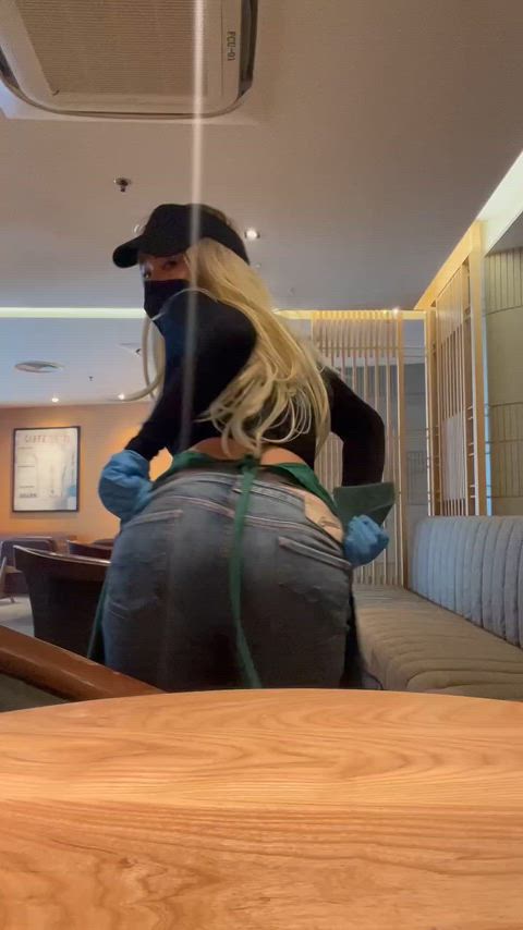 ass assholebehindthong coworker public thong work worker clip