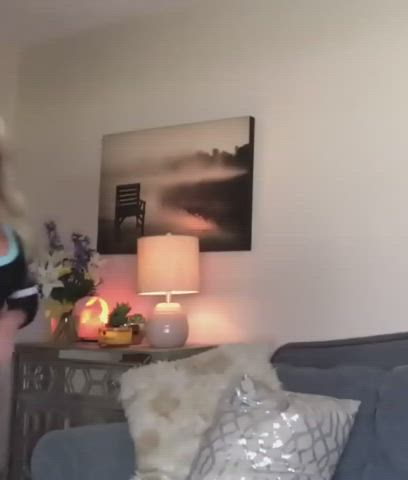 blonde cleavage costume milf clip