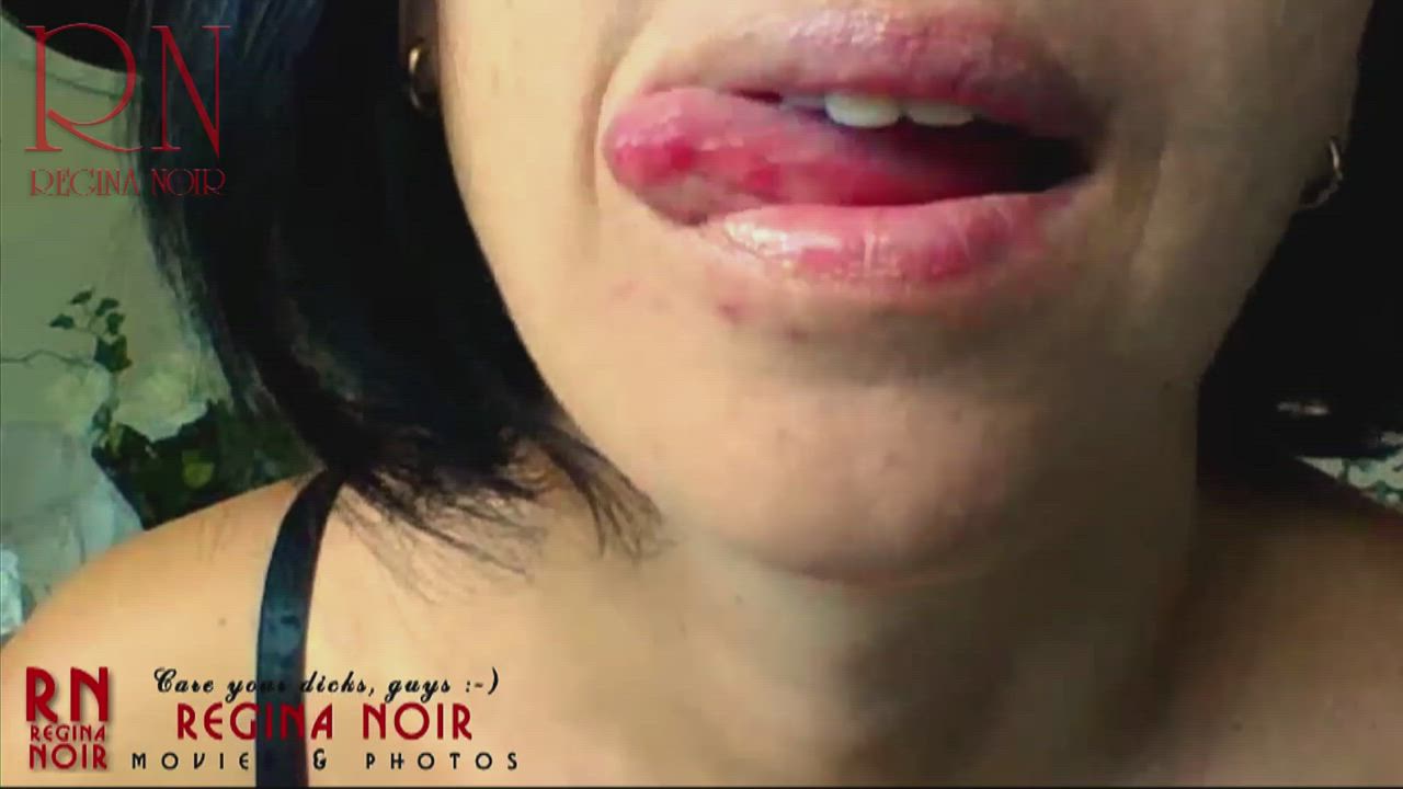 Brunette Lips Lipstick MILF Tongue Fetish clip