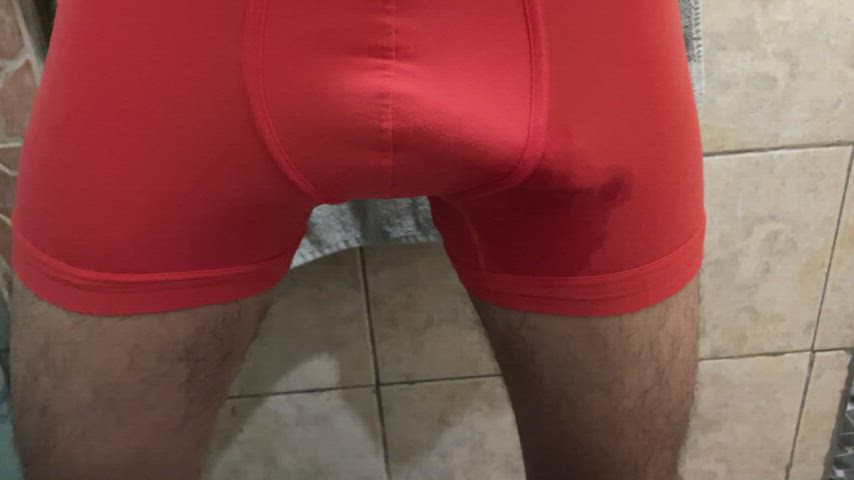 Leaked precum during lunch @ work, then got home and was hard/wet again.