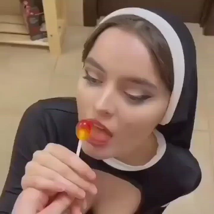 Cosplay Licking Nun clip