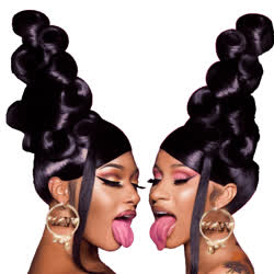 Cardi B Kissing Lesbian Licking Long Tongue Megan Thee Stallion clip