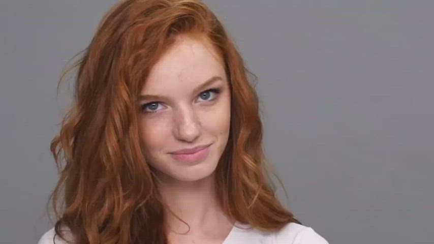 blue eyes clothed eye contact girlfriend non-nude pretty redhead sfw tease clip