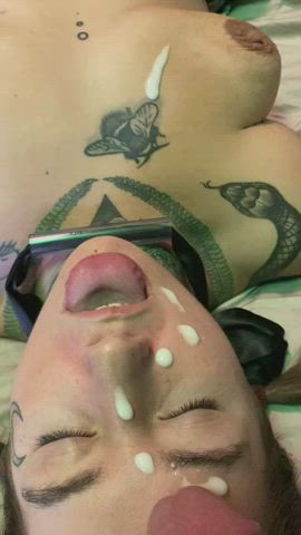 big dick cum facial gagged tattoo clip