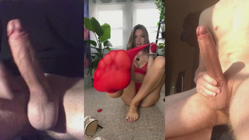 BabeCock CFNM Cumshot Feet Socks Split Screen Porn Teen Porn GIF by nibward
