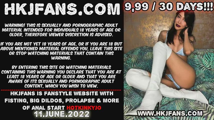 Hotkinkyjo in white shoes huge triple cock dildo from mrhankeys, fisting &amp;