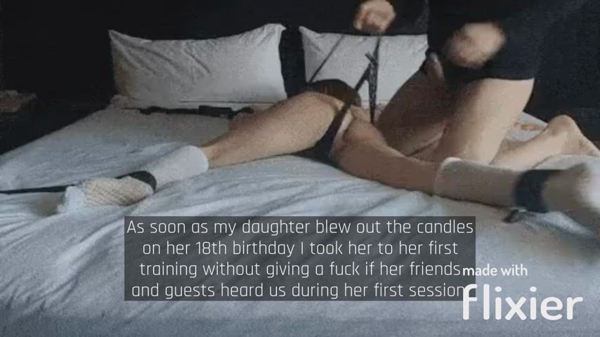 18 years old birthday caption dad daughter tied training captions slut-captions clip