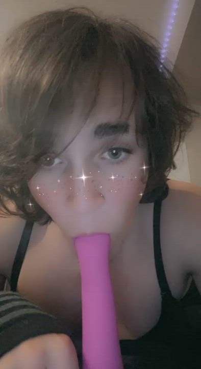 18 Years Old Barely Legal Deepthroat Dildo Spit clip