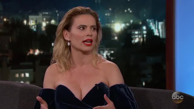 Hayley Atwell - Jimmy Kimmel Live (July 2018) - other blue dress, pt 3/3