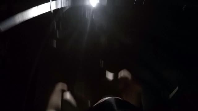 POV-version of [M]e naked in Truck-Headlight beams next to the Autobahn. Image how