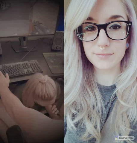 Blonde Blowjob Cute Emo Fetish Gamer Girl Glasses Submissive Tribute clip