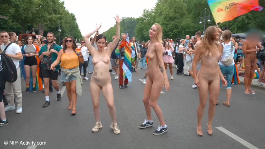 exhibitionist group nude party clip