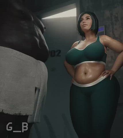 3d huge tits interracial clip