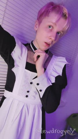 crossdressing femboy maid tease trans clip