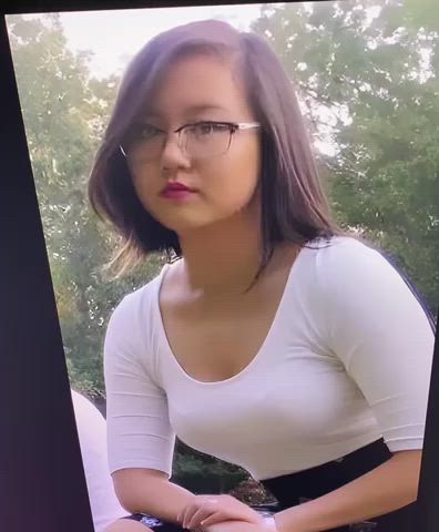 asian big tits busty cumshot facial glasses nerd perky slow motion tribute clip