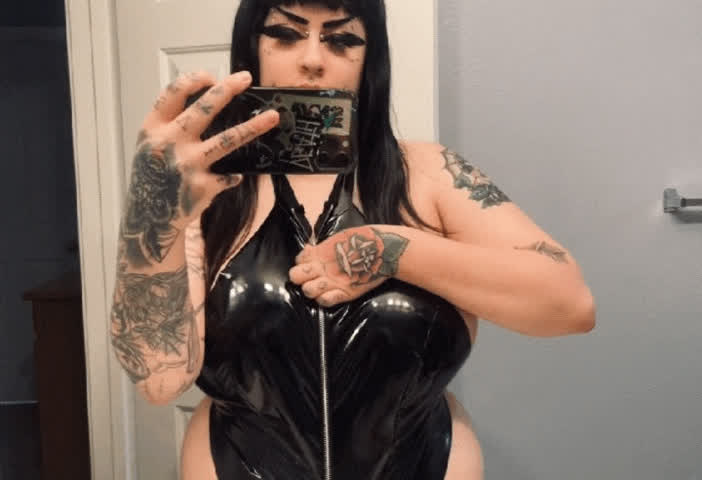 Let your goth mommy service you with her big bimbo tits 😈