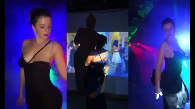 Julia Fox - split-screen, mini-loop edit of dancing, from IG Stories 2/3/20