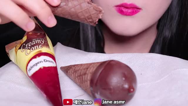 제인_초콜릿 아이스크림 콘 리얼사운드 먹방-4