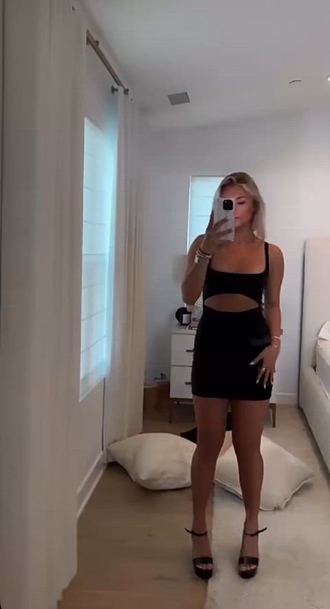 blonde dress heels high heels selfie slut tanlines tease teen clip