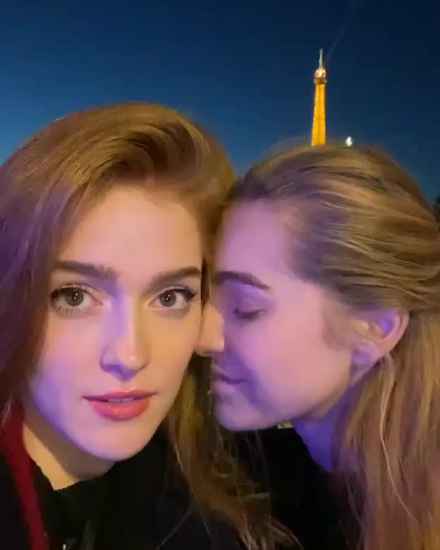 Lesbian Jia Lissa kissing outside