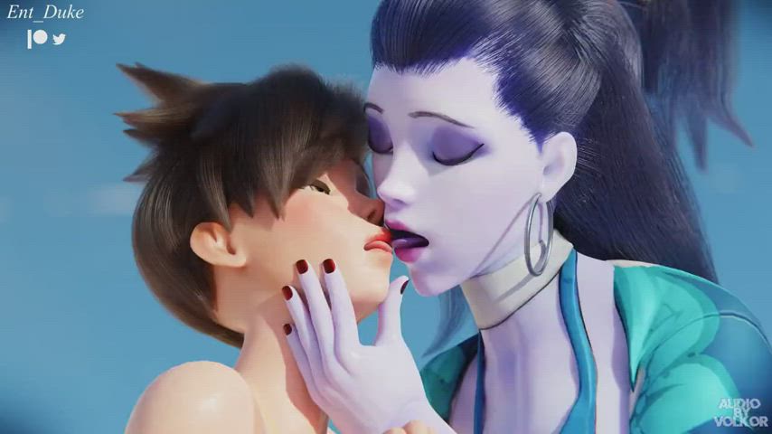 3d animation big tits close up fingering grabbing kissing lesbians overwatch clip