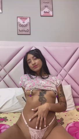 latina nipple clamps nipples sensual skinny tattoo teen tits topless clip