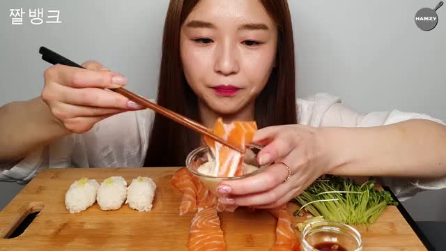 햄지_연어회와 직접만든 초밥-3