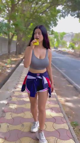Big Tits Bouncing Tits Chubby Desi MILF Shorts clip