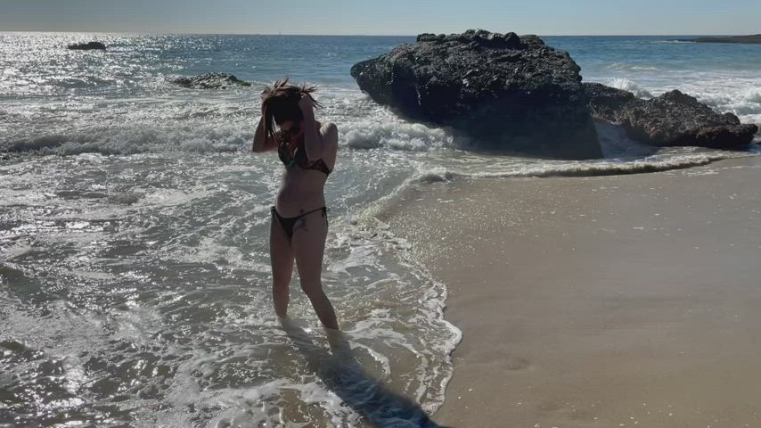 The beach was crowded but I never miss a chance to show off [F]