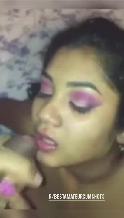 Sexy South Asian Amateur Gets Cum on her Face. Switch Audio ON to hear the Guy say