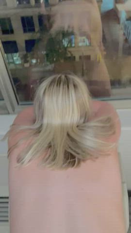 ass bending over blonde clip