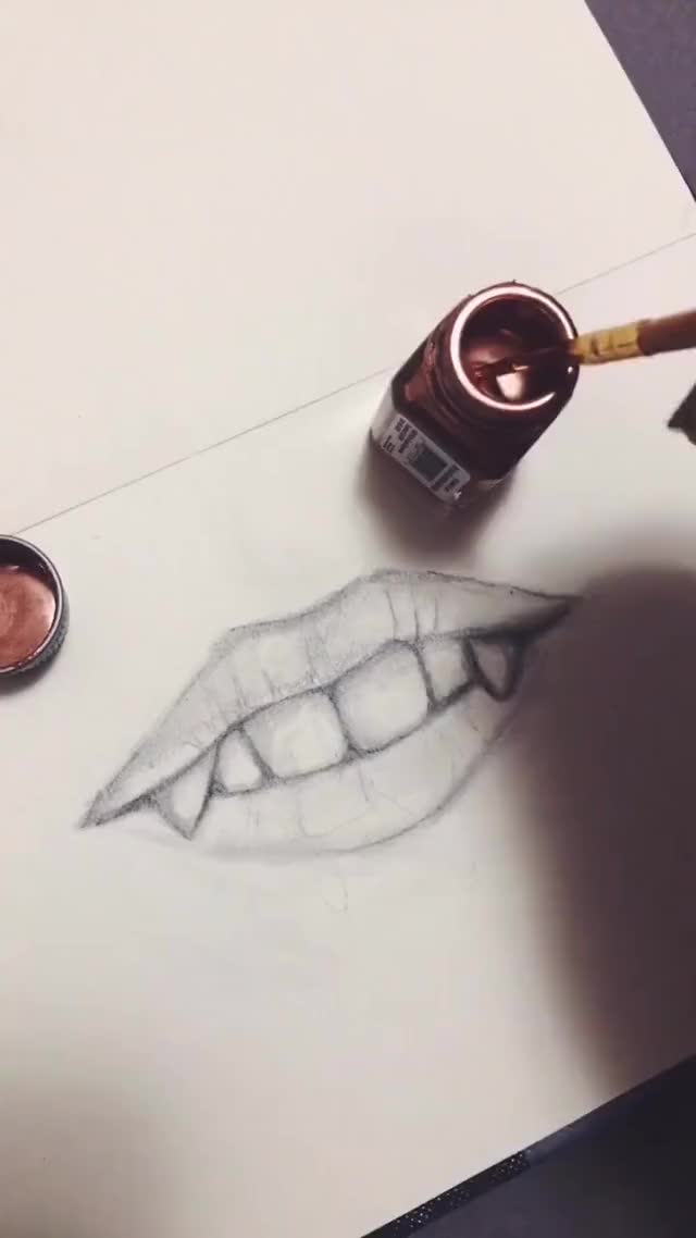 More fun with copper enamel ? #art #foryou #artist #painting #drawing #lips #vampireteeth