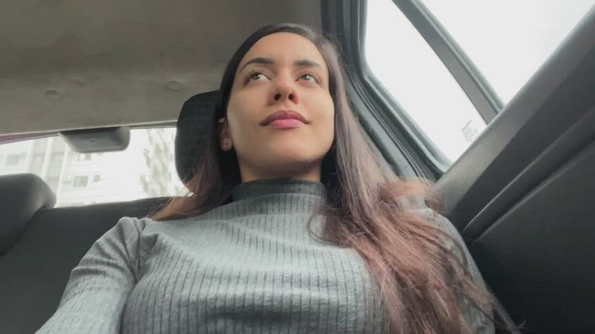 brunette latina public sensual solo taxi clip