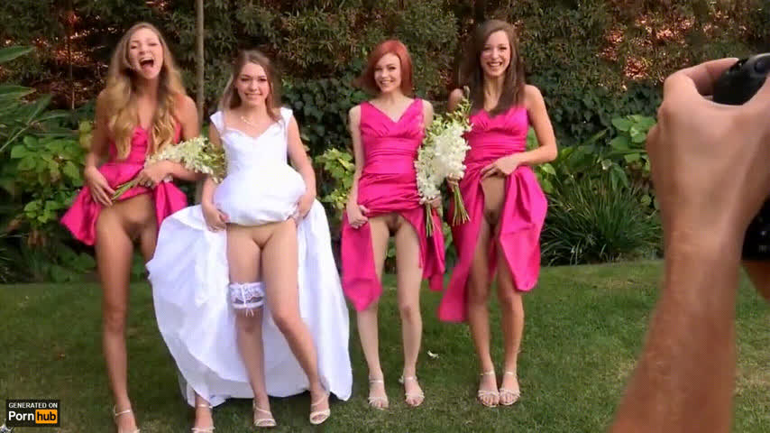 bottomless bride flashing group wedding clip