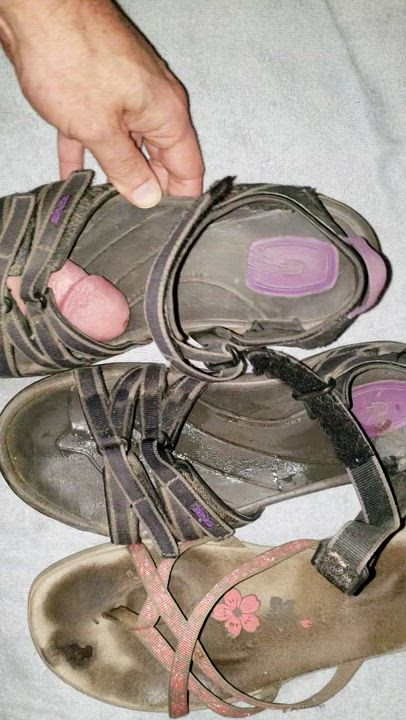 Fucking, pissing, and cumming on wife's shoes