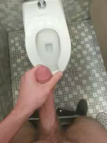 Unloading a Big Dick in university bathroom