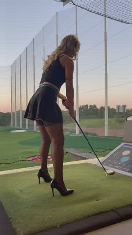 Golfing in stockings