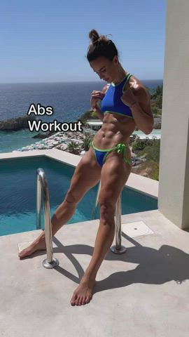 albanian bikini european fitness muscular girl pool tanned workout clip