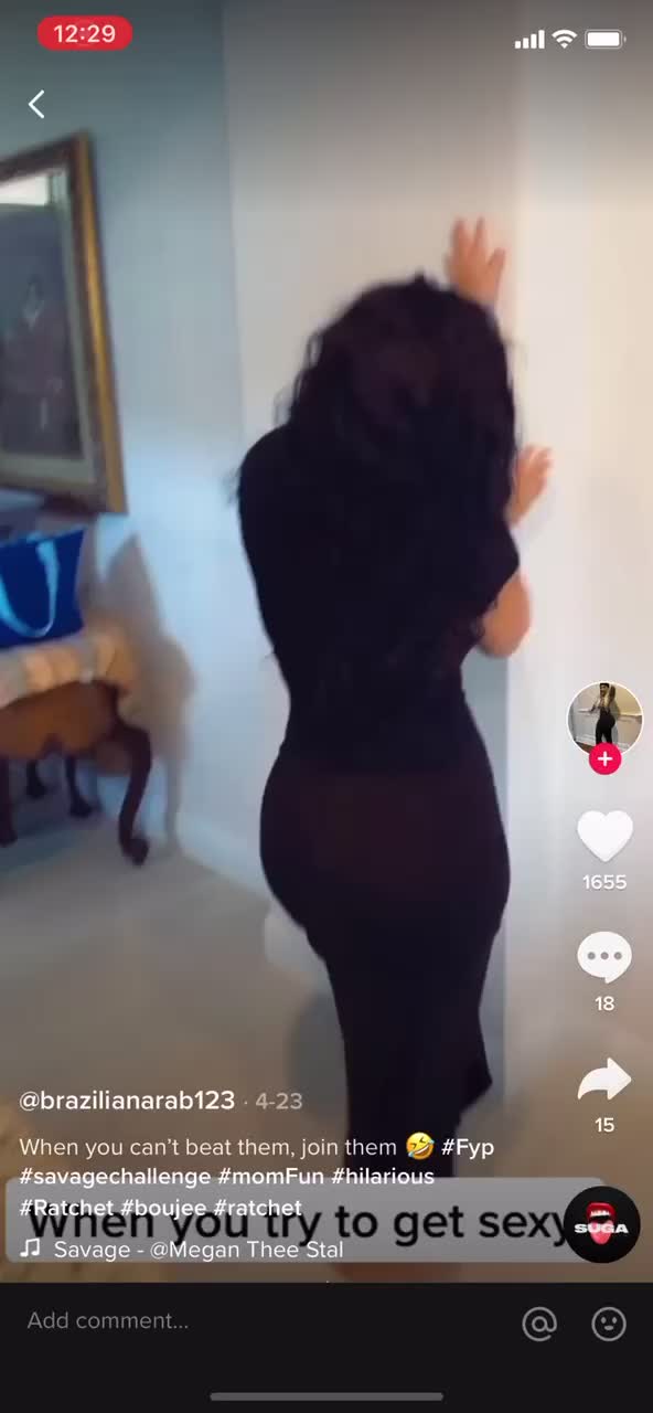 BrazzilianArab shows off that sexy body in tight cut dress and twerks and dances