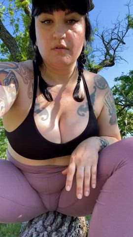 big tits outdoor public tattoo titty drop clip