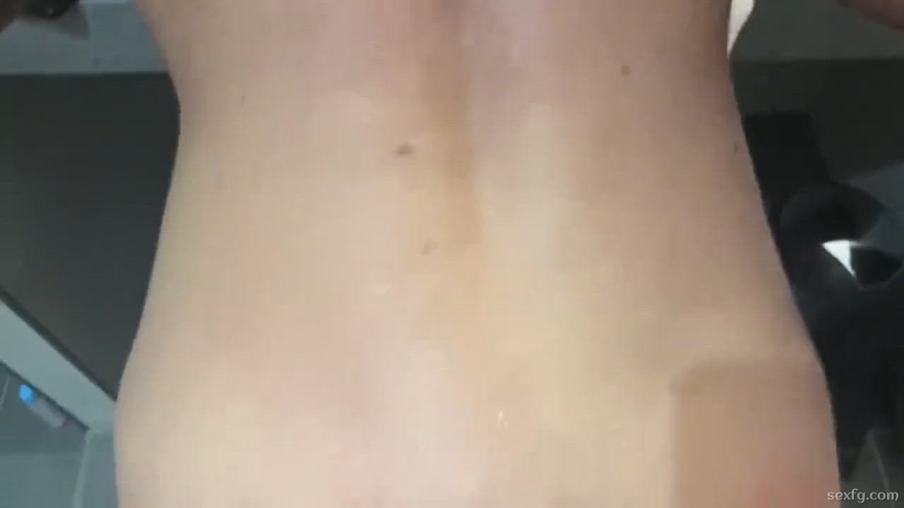 Hot babe gets anal fucked from behind in bathroom