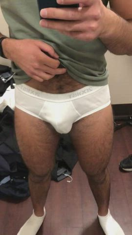 Letting a little out in the changing room